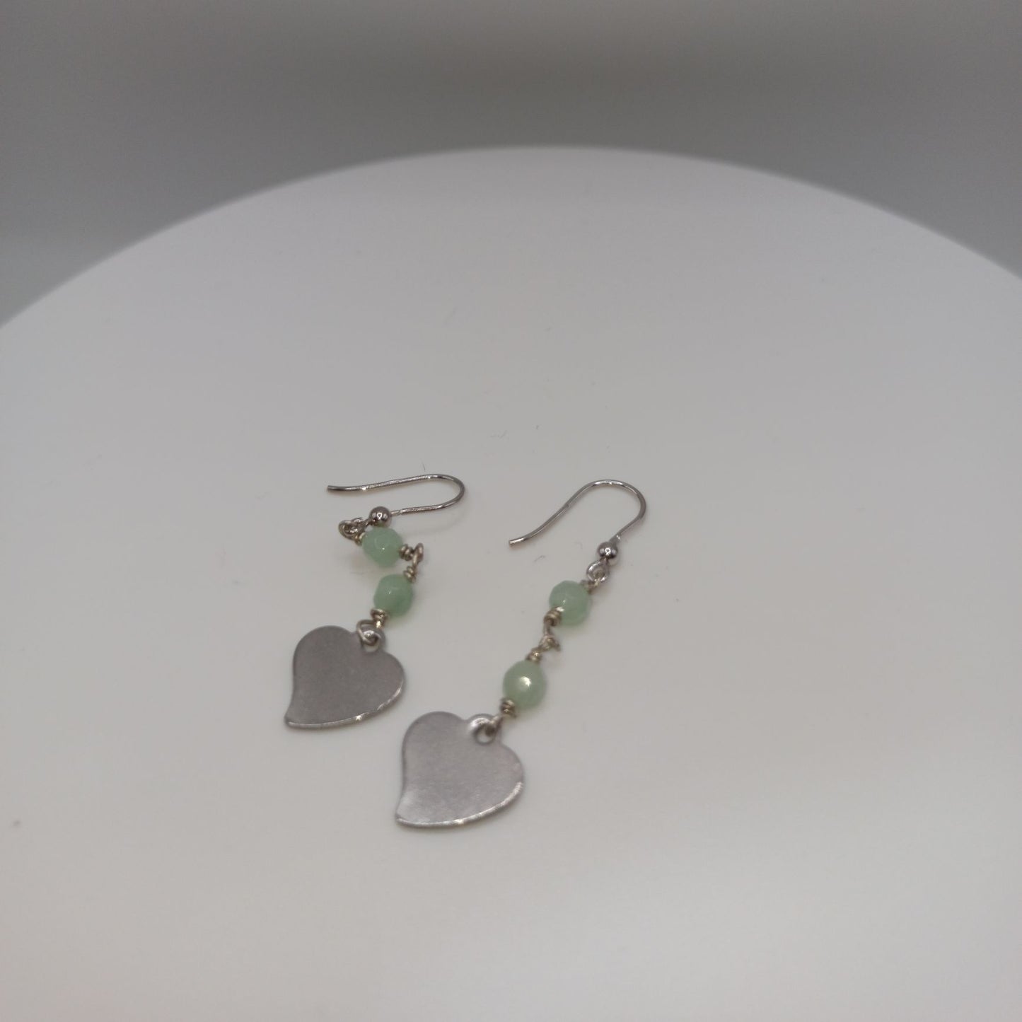 Orecchini in argento e Giada con cuore in acciaio