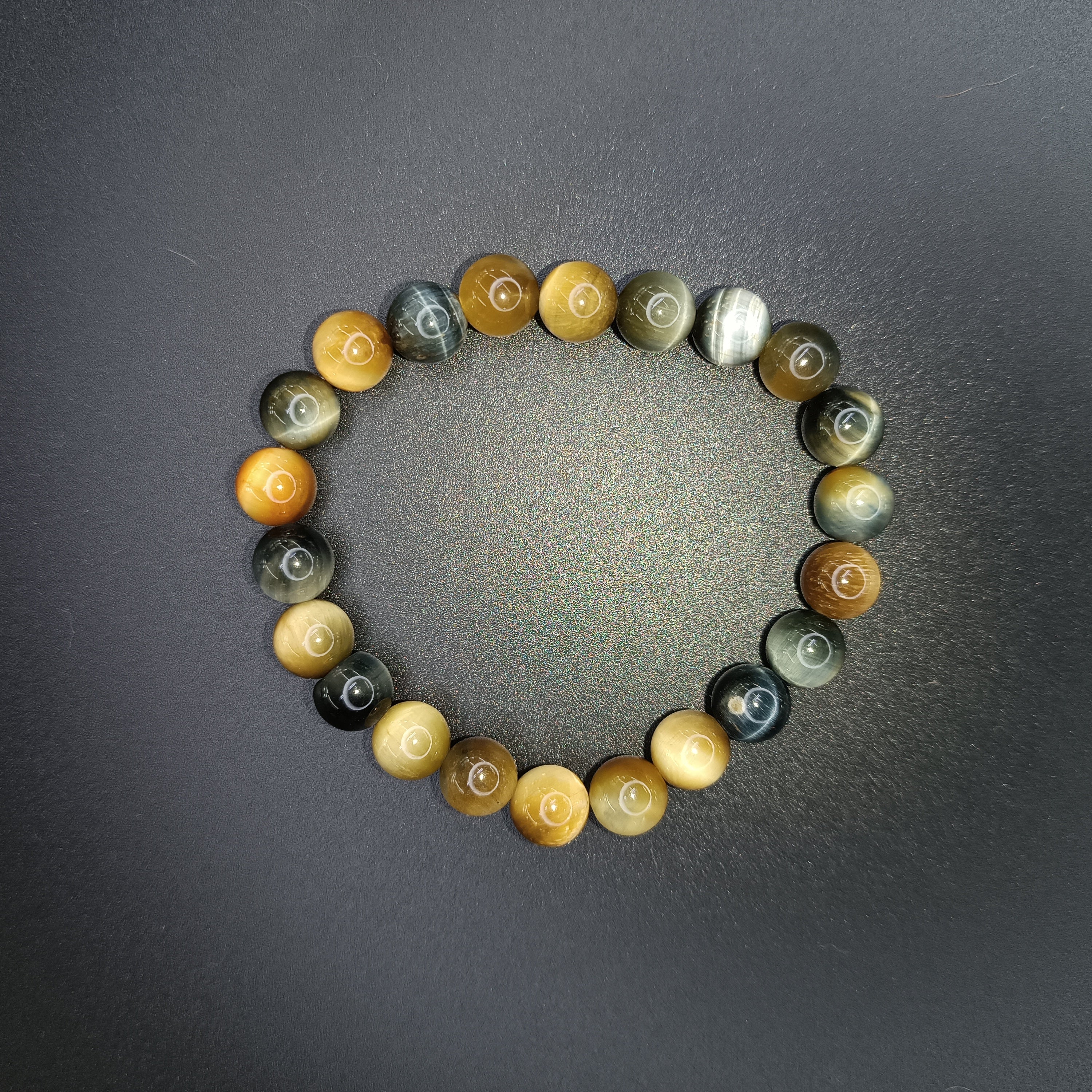 20 Perline In Pietra Occhio Di Tigre Foro Grande 6 Mm | Per Bracciale Europeo E Gioielli Fai Da Te