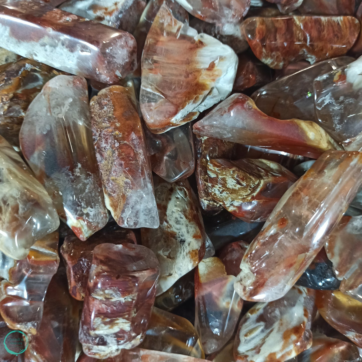 Hand polished amphibolite quartz